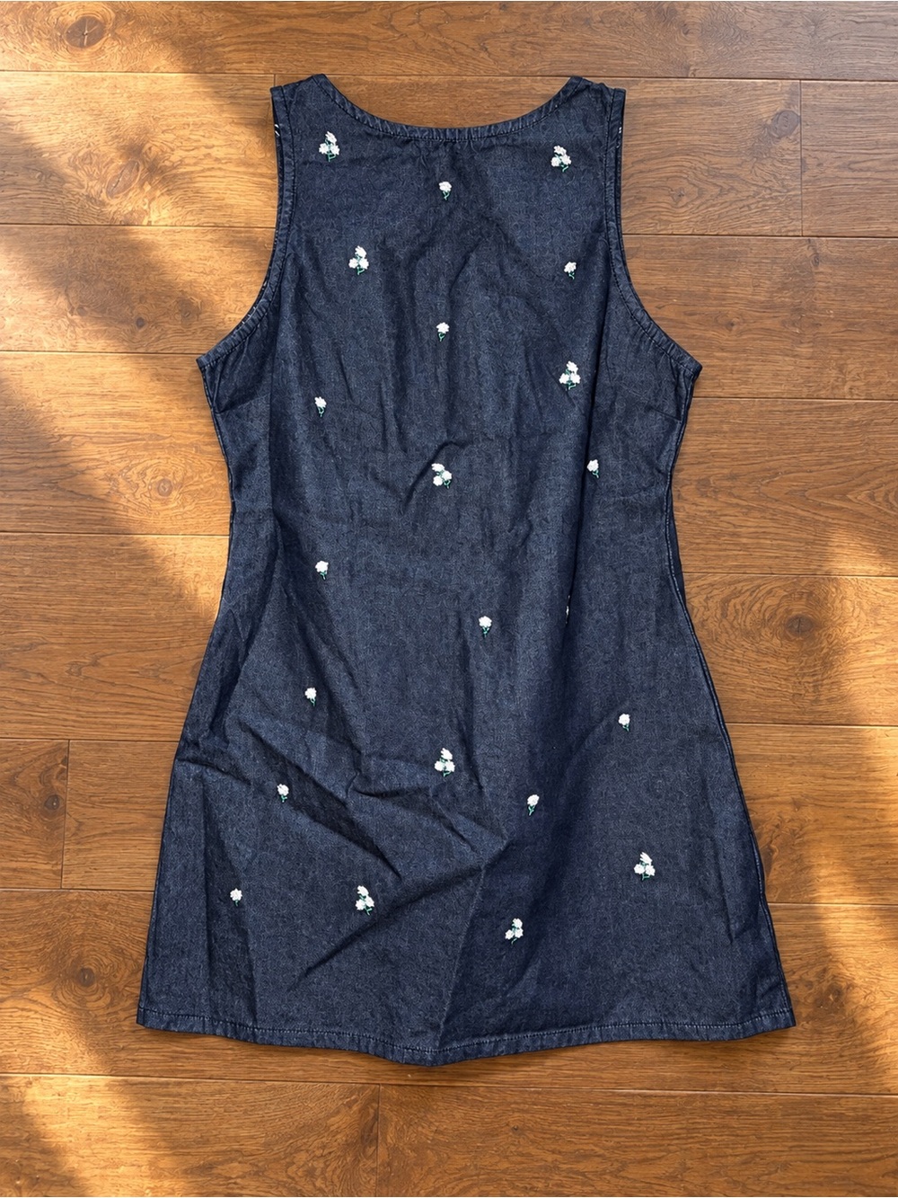 ASOS Denim Tank Dress with Floral Embroidery Sz 8 NWOT